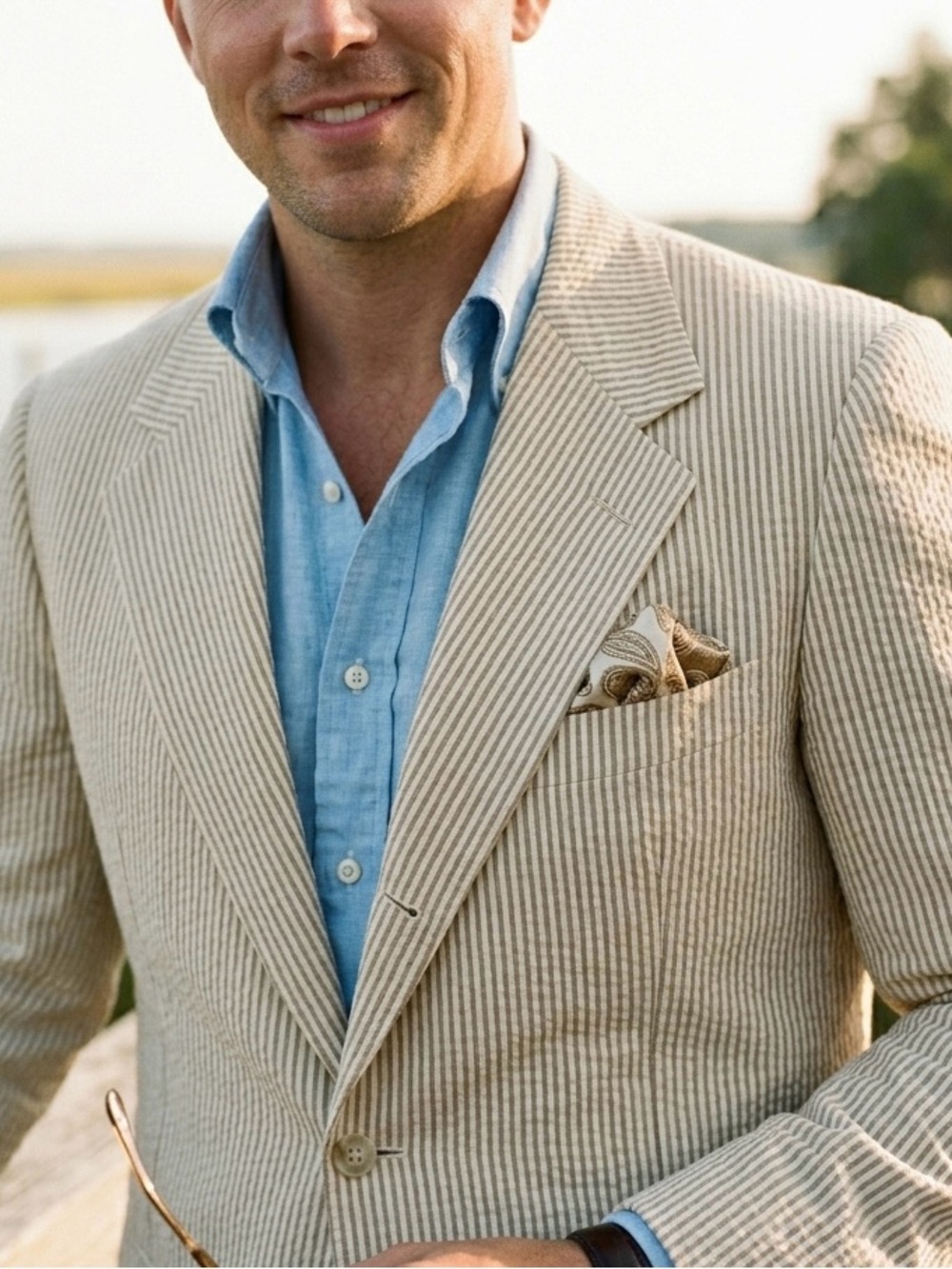 Vintage 80’s Tapered Seersucker Blazer | 38S